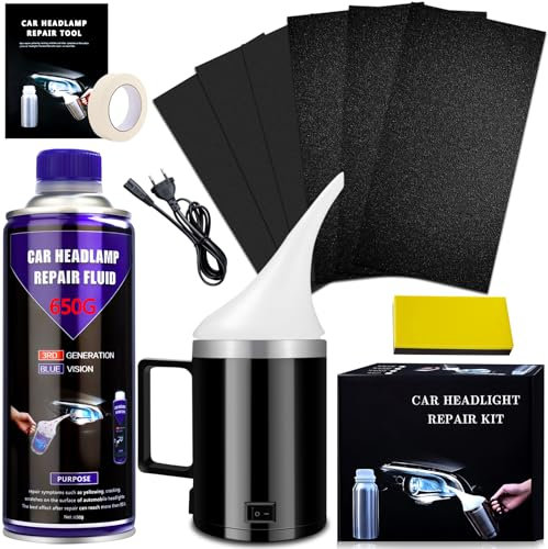 Seelenklang Renovateur Phare Voiture Kit Renovation - 650G kit Polissage Phare Voiture, Kit Nettoyage Voiture, Polish Phare Voiture, Kit de Restauration de Phares pour Auto et Moto