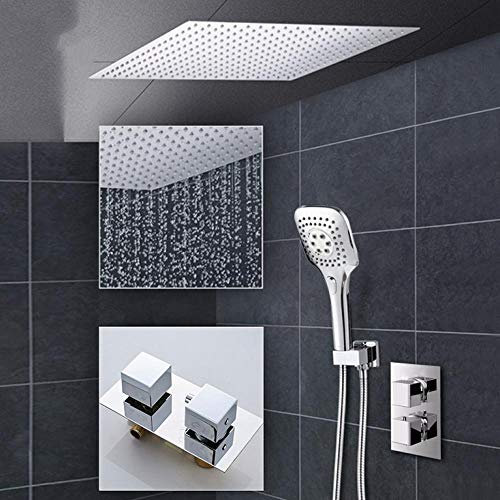 Ensemble de robinets de Douche thermostatiques à 2 Voies, pommeau de Douche à Effet Pluie Ultra Fin, douchette à Main à 3 Voies, mitigeur thermostatique à poignée Unique (8 Pouces), Ensemble
