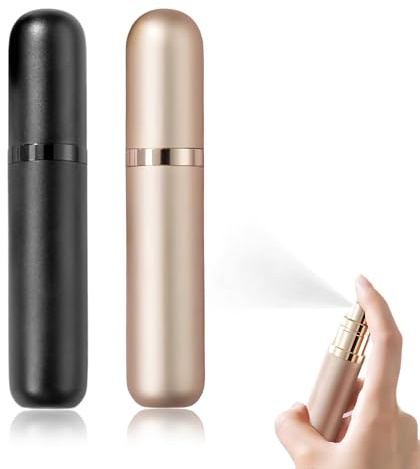 5ML Perfume Atomiser Refillable, Travel Mini Perfume Spray Bottles Empty Sprays, Portable Aftershave Dispenser Spray Bottle Empty Leak Proof for Outdoor Luggage for Women & Men (Black+Champagne)