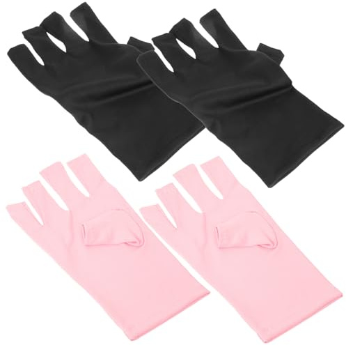 HONITANO 2paare Uv-schutz Maniküre Handschuhe Fingerlose Nagel Schutz Handschuhe Aus Atmungsaktivem Polyester Für Hautschutz Beim Lackieren Outdoor Aktivität Und Nageldesign Rosa Schwarz