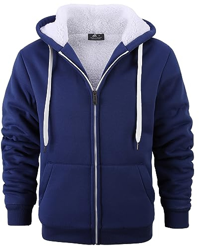 ZITY Fleece Hoodie Men Zip Up Hooded Jacket Thick Winter Coats Heavyweight Fleece Sweatshirts Sherpa Lined Jacket Soft Warm Fleece Top with Pockets M-3XL