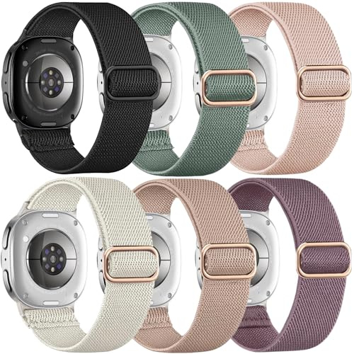 TUCOMO 6 Stück Elastische Nylon Armband Kompatibel mit Samsung Galaxy Watch 8 Armband 40mm 44mm/8 Classic 46mm,Loop Dehnbare Ersatzband für Samsung Galaxy Watch 8 Herren Damen