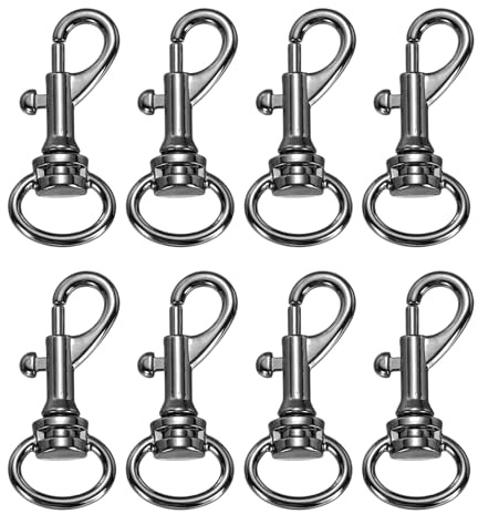 PATIKIL Swivel Eye Bolt Snap Hook 8pcs Single Ended Flag Bolt Snap Clips Metal Hook Trigger Clips for Key Chain Diving Pet Leash Clothes Line, Black