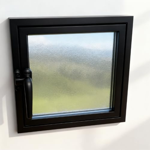 AYHARYLH Hublot Porte Interieure,hublot Pivotant À 360° avec Poignées, Fenêtres en Verre Trempé Ventilées Rotatives pour Ventilation Et Intimité(Nero,40cm/15.7in)