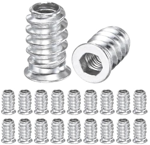 30 Pièces Écrou À Visser M8x15mm Insert Fileté Pour Bois M8 Galvanisé Hexagonal Douille Filetée Inserts Filetés Douille À Visser, Pour Produits En Bois, Panneaux Composites, Etc (Argent)