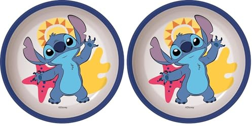 Stor Stitch zweifarbige wiederverwendbare Kinderschüssel mit rutschfestem Boden, Blau, Pequeño (Packung mit 2)