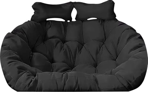 Doppel Hängende Chaiselongue mit Kissen, Elegante & Bequeme Rattan-Hängematte für 2 Indoor/Outdoor, Perfekt für Terrasse & Balkon, 150 x 110 cm