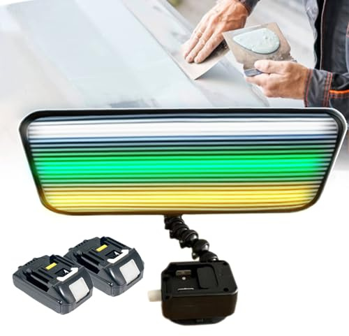 PDR Light Pro Ausbeulwerkzeug, LED-Ausbeulleuchte mit 3 einstellbaren Farben, Lampe zur lackschadenfreien Ausbeultechnik, PDR-Linienleuchte mit Saugnapfhalterung + 2 Batterien 20×60cm/7.8×23.6in