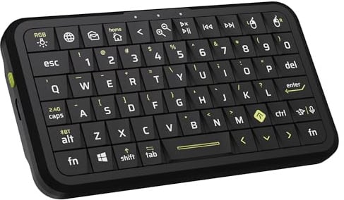 Mini tastiera con doppia modalità 2.4G/Bluetooth Wireless Keyboard, ultra sottile e portatile, gesti Air Mouse, retroilluminazione RGB, compatibile con Smart TV, PC, tablet, telefoni (iOS/Android/Win