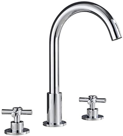 Mélangeur de lavabo à 3 trous avec deux poignées séparées, montage en laiton (chromé)