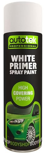 Autotek Professional High Covering Power Spray Paint, White Primer, 500 ml