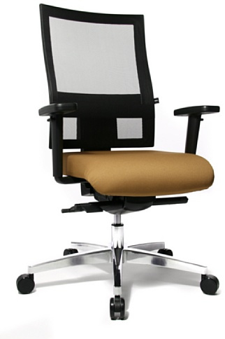 Topstar Sitness 60 Bürostuhl (inkl. Armlehnen/Sitzbezug/Netzbezug) hellbraun/schwarz | Made in Germany | Ergonomisch | Drehstuhl, Schreibtischstuhl | höhenverstellbar | Geprüfte Sicherheit nach GS-Intertek