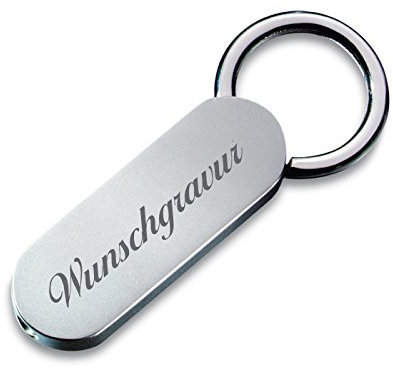 CLASSIC SMALL Schlüsselanhänger mit länglich abgerundetem Korpus und kleinem Ring Personalisiert mit Gravur - Mitbringsel inkl. Geschenketui - Geschenk zum Geburtstag - [Gravur auf Vorderseite]