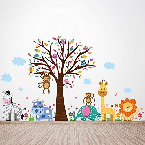 WALPLUS 160 Stück 30x90cm Wandaufkleber für Kinderzimmer Wandbilder Abziehbilder Happy London Zoo Wandaufkleber Wandtattoo Kinderzimmer Dekorationsaufkleber Schlafzimmer Wohnzimmer Mädchen Jungen