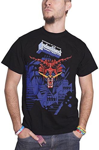 Générique Judas Priest T Shirt Defenders of The Faith Bleu Logo Officiel Homme Nouveau Size L