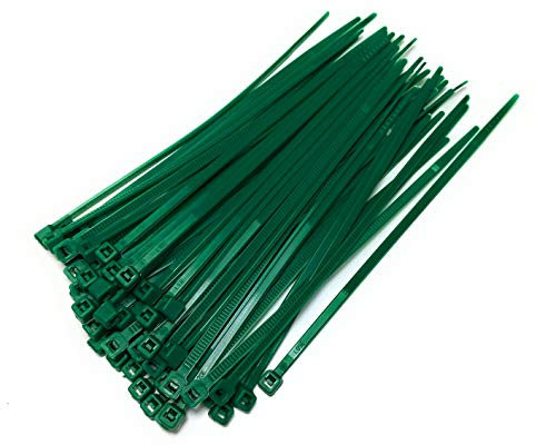 Small Standard Nylon Cable Ties 2.5mm in Width Zip Straps, Pack of 100 (2.5mm x 160mm, Green)