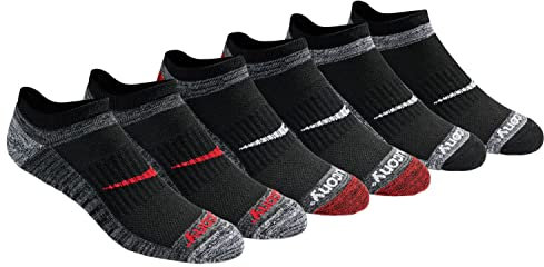 Saucony Herren Rundry Bolt Performance No-Show Socks, Available in M-XXL (6, 12, 18 Pairs) Laufsocken, Rot, Sortiert (6 Paar), Large (6er Pack)