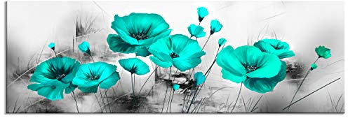 decomonkey - Impression sur Toile Intissé Coquelicots 135x45 1 Pièce - Tableau Décoration Appartement Cadre en Bois Déco Salon Peinture sur Toile Maison Fleurs prairie coquelicots nature plantes