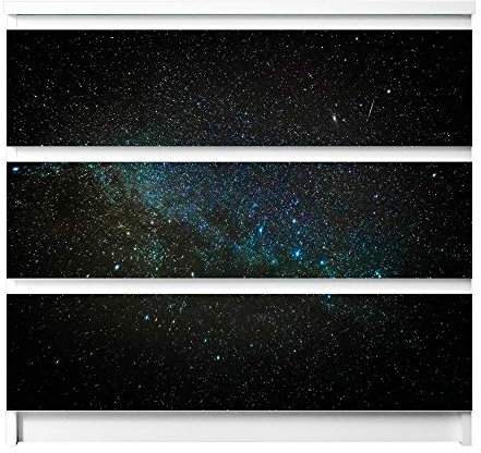 banjado® Möbelfolie selbstklebend für die IKEA Malm Kommode 3 Schubladen - Schrankfolien selbstklebend mit Motiv Nachthimmel/Möbelfolie Malm für Kinder