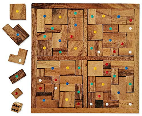 Les Maldives – Familienspiel aus Massivholz und CE-Normen – für 2 bis 4 Spieler ab 4 Jahren. Zwischen Tetris® und dem Brettspiel aus Holz für mehrere Spieler. Französische Marke Le Délirant®.