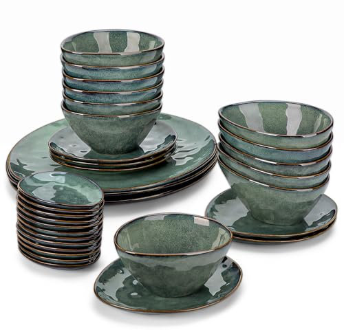Kombiservice Steingut, vancasso 33 teiliges STARRY Servierplatten Geschirrset, Kombiservice Servier Set im Vintage Aussehen