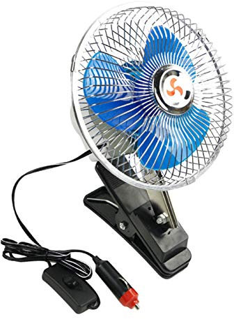 Holdfiturn Car Oscillating Fan Portable Auto Vehicle Mini Fan 7 Inch Clip-On Cooling Fan for Car Truck Dashboard