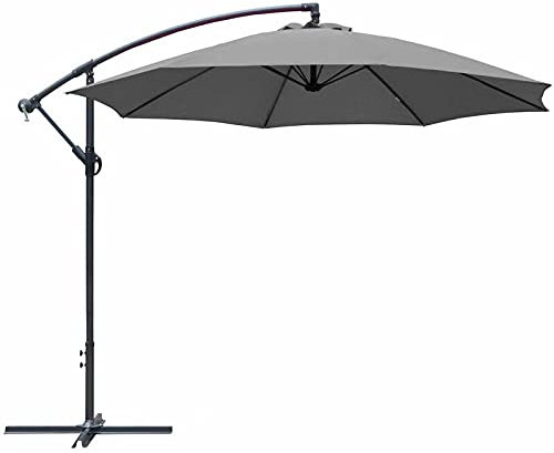 Parasol rond déporté inclinable avec pied en croix