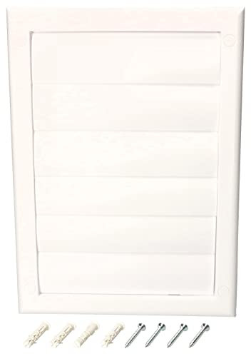 KOTARBAU® Rejilla de ventilación con lamas inclinadas 125 mm, Rejilla de ventilación rectangular blanca, Tacos y tornillos incluidos, Rejilla con cierre, Rejilla de ventilación móvil resistente