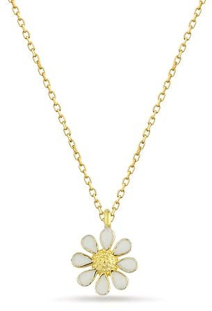 Einzelstück® Halskette Daisy mit Gänseblümchen Anhänger I 925 Sterling Silber vergoldet I Antiallergen & Nickel (Daisy Halskette Gold)