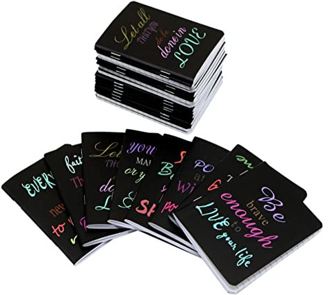 Mini-Notizblöcke, inspirierende Taschennotizbücher, Happy Journal, kleine Notizbücher, Großpackung für Partygeschenke, Schule, Büro, Zuhause, Kollegen, Reisen, Geschenk, Zubehör (48 Stück, 8 Stile,