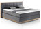 Mivano Levana Boxspringbett mit Sockel aus Eiche, 7-Zonen-Federkern, Matratzen H4 + Topper Premium, Mikrofaser, Dunkelgrau, Liegefläche 180 x 200 cm