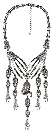 FakeFace Gothic Totenkopf Halskette mit Quaste, Punk Rock Schädel Anhänger | Piratenkette, Damen & Herren, Halloween Kostüm, Karneval Schmuck, Punk Rock Stil