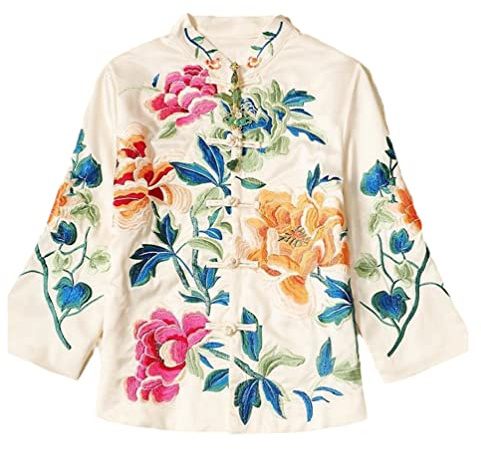 OTFTHPCW Style ethnique Vintage broderie chinoise haut femmes vestes lâche manteau tang costume automne féminin