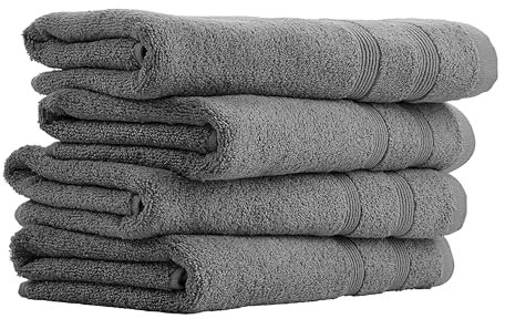 Uncover by Schiesser Handtuch Brooklyn im 4er Set | 100% Baumwolle | Oeko-TEX | Weich, saugstark, schnelltrocknend | 50x100cm | Dunkelgrau