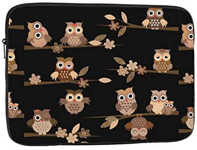 Laptop-Tasche mit Cartoon-Eulen, stoßfest, tragbar, 43,2 cm (17 Zoll), für Geschäftsreisen, Reisen, Schule, Büro, für den täglichen Gebrauch