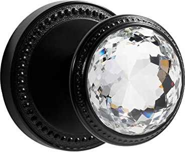 SORWDUERM Black Crystal Decorative Zinc Alloy Door Knob - Single Sided - 1 Pack
