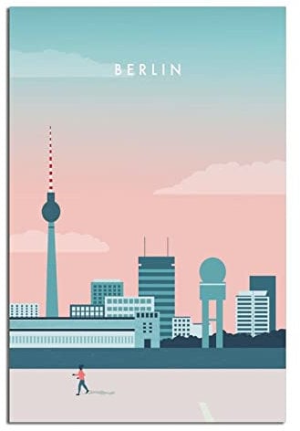 YONGCAI Vintage Deutschland Berlin Reise Poster Leinwand Wand Home Room Decor Kunst Poster Gemälde Bild Druck Geschenk Poster
