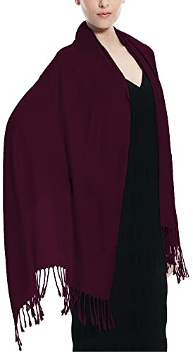 Glory Max Pashmina-Schal für Damen, weich, weich, einfarbig, einfarbig, Burgunder, 28x72