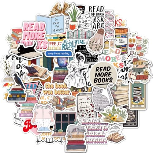 Joyppy Lot de 50 autocollants de lecture Kindle pour livres, bouteilles d'eau, ordinateurs portables, amateurs de livres, cadeaux pour enfants, adolescents et adultes