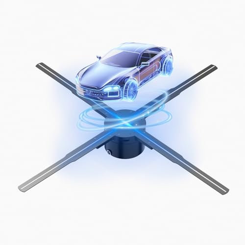 Multi Function 3D Hologram Fan, WIFI, Remote Control, HD Bright Picture, Premium Sound Playback, for Holographic Advertising Display (UK Plug)