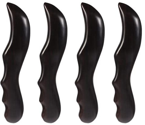 SOLUSTRE 4 Stück Massagebrett Körper-guasha-brett Abzugspunkt-schabebrett Guasha-message-board Hals-guasha-werkzeuge Holz Kratzbrett Körperschaber Handwerkzeuge Massagegerät Nacken Hölzern