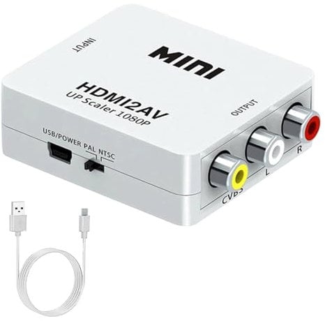 VIEVRE HDMI auf RCA,1080P HDMI auf Cinch Adapter,HDMI auf AV,AV HDMI Adapter,Adapter Cinch auf HDMI,Cinch HDMI Adapter,HDMI Cinch Adapter mit USB-Netzkabel für PS2/ Xbox/SNES,Unterstützt PAL/NTSC