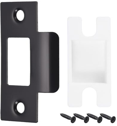 sourcing map Door Strike Plate, 70mm x 40.3mm 201 Stainless Steel Latch Deadbolt Strike Plate with Box for Door Frame Door Jamb, Black
