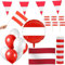 Österreich Party Deko Set 74 TLG. Partyset Partydeko rot weiß