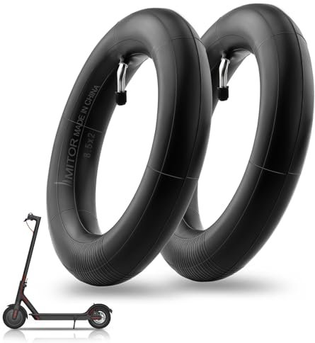 Amitor E Scooter Schlauch 8 1/2 x2 für Xiaomi 1S M365 Pro 2 Mi3, 50/75-6.1 Schlauch E Scooter Verdickter & Haltbarem, Ersatzschlauch E Roller 8,5 Zoll mit Silberne Ventil 45°, Nur für Hilfsräder, 2PCS