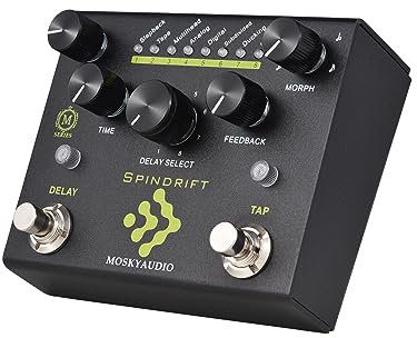 Sunydog NEU Gitarren-Effektpedal,digitales Delay mit TAP,Dual-Fußschalter-Delay-Pedal,Gitarrenpedal mit 8-Modus-Delay-Aus für Gitarrenbass – SPINDRIFT