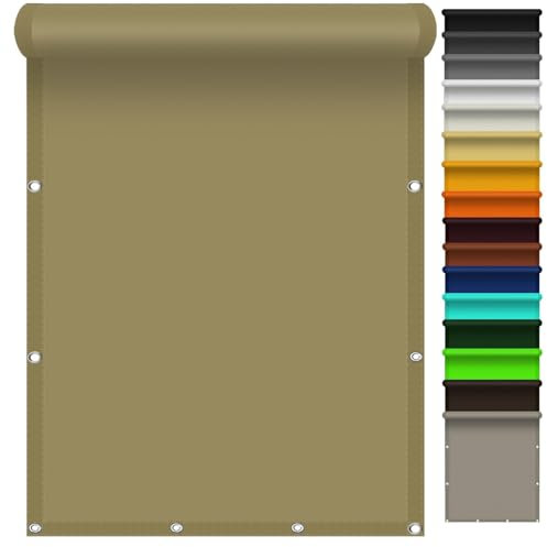 Sonnenschutz Segel 3.5 x 6 m Wasserdicht Schattentuch mit Ösen, Seil PES Polyester UV Schutz Ohne Bohren für Garten Balkon & Terrasse, Taupe