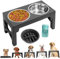 VURULLO Comedero Perro Elevado Ajustable 5 Alturas - Comedero Perro + Botella Bebedero Portátil - Comedero Perro Antivoracidad de 800ml y 2 Comederos para Perros Acero 1100ml - comedero Elevado Perro