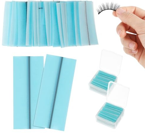 Andibro 80 Pièces Faux Cils Bandes de Cils, Autocollantes Bandes Adhésives de Cils Noires Réutilisables Tenue Forte Bandes de Remplacement pour la Plupart des Bandes de Cils Artificiels