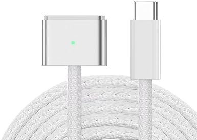 Mizi 140W Magnetic 3 Cable for MacBook Charger, USB C to Magnetic Cable Safe 3 6.6FT Fit for MacBook Air 2023/2022(M2), MacBook Pro 2023(M3, M2,14-16 inch), MacBook Pro Charger Cord (M1) - White